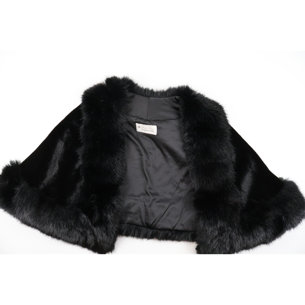 Belle Fare Cape FX18A Black Solid One Size Premium Faux Fur NWT